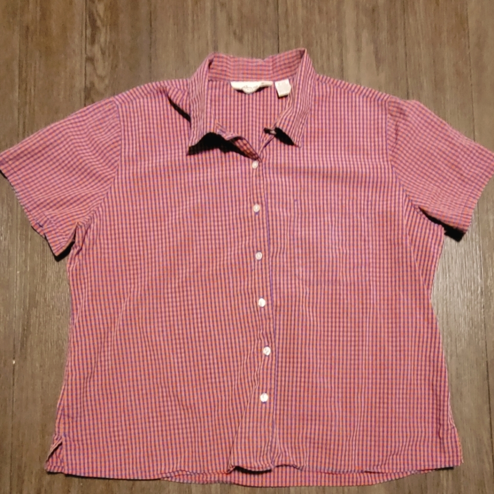 Eddie Bauer Button Up Shirt Gingham Mini Check Women's Size XXL